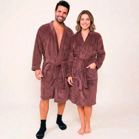 Roupão Benévola Microfibra Antialérgico Térmico Feminino Masculino Inverno Frio Hobby Quentinho - comprar online