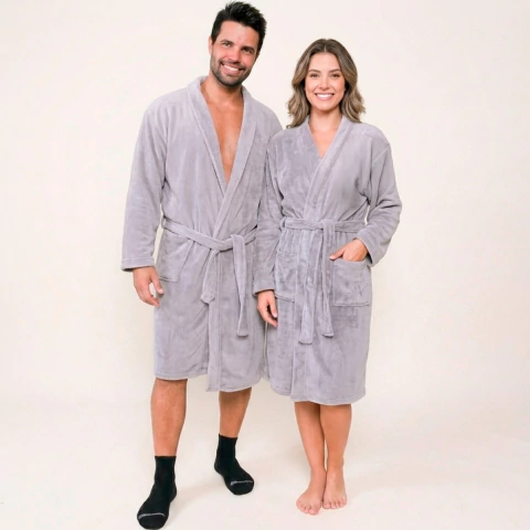 Roupão Benévola Microfibra Antialérgico Térmico Feminino Masculino Inverno Frio Hobby Quentinho na internet