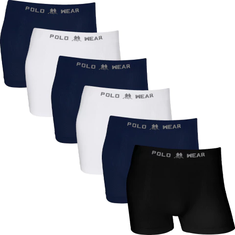 Imagem do Kit 6 Cuecas Boxer Polo Wear Poliéster Sem Costura Atacado