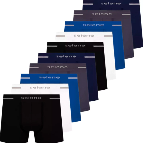Kit 10 Cuecas Boxer Selene Box Poliamida Masculina Atacado - Osure