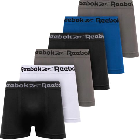 Kit 6 Cuecas Boxer Reebok Original Box Sem Costura Adulto na internet