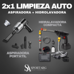 2x1 LIMPIEZA TOTAL AUTO (ASPIRADORA PORTÁTIL + HIDROLAVADORA COMPACTA)