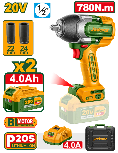 Llave impacto bateria 20V 12" 780Nm