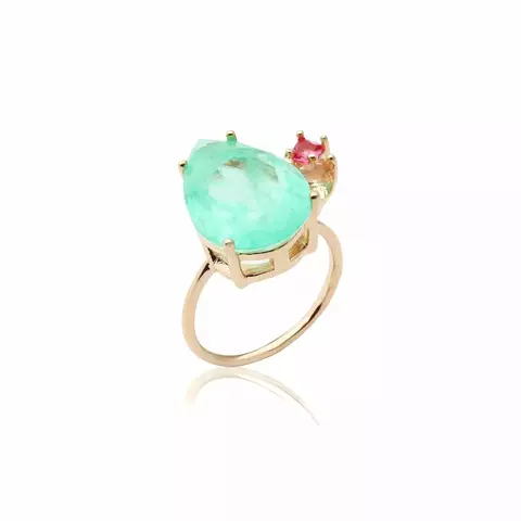 Anel Gota de Fusion Esmeralda Colombiana Banho de Ouro 18K ARO 14 - comprar online