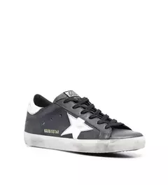 Golden Goose Super-star Negro Talón Blanco (Parche Estrella Blanco) en internet