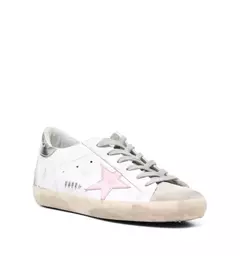 Golden Goose Super-star Blanco Talón Plateado (Parche Estrella Rosa) - Canela´s Shop