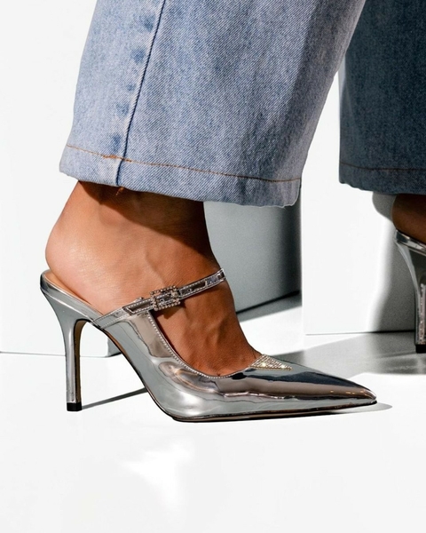 SCARPIN MULE SALTO FINO PRATA