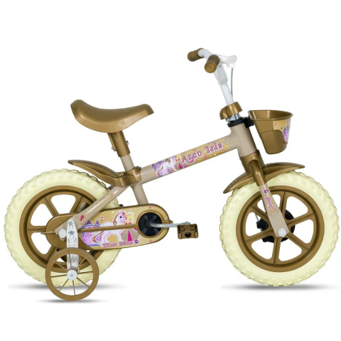 Bicicleta Aro 12 Infantil Track Arco Íris Dourado com Bege