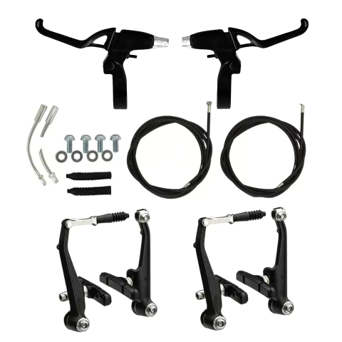 Freio V-Brake Completo em Alumínio com Cabos com Tubo Guia e Manetes Logan LB-919 Preto/Preto