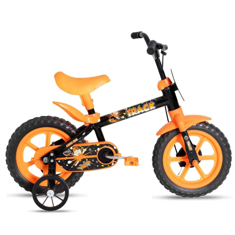 Bicicleta Aro 12 Infantil Track Arco Íris Preto com Laranja