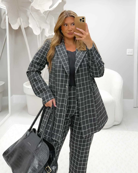 Conjunto xadrez blazer com calça Diva's - comprar online