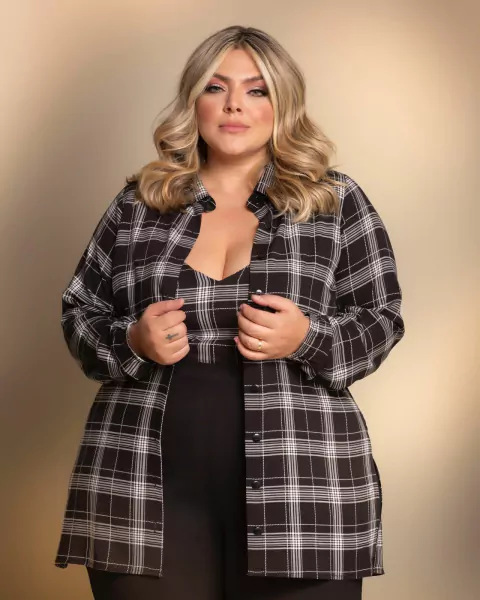 Camisa com top viscose xadrez Maria Francia - comprar online