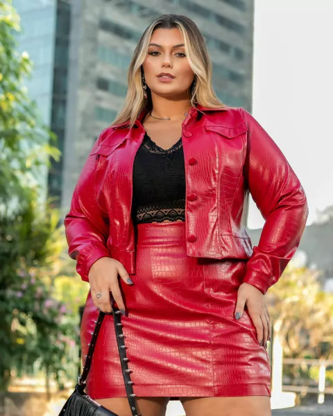 Conjunto short saia e blazer em courino Maria Francia - comprar online