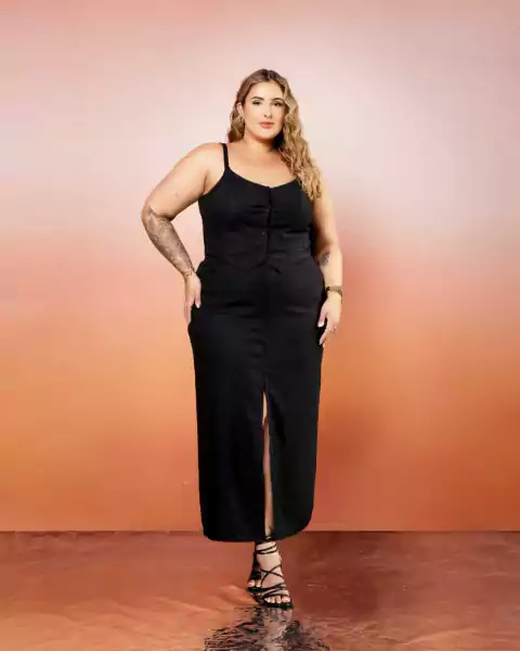 Conjunto cropped com saia midi em linho Diva's