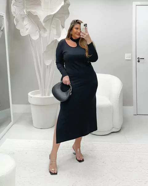 Vestido midi com gola alta Diva's