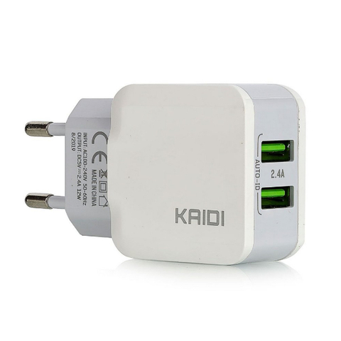 Carregador Fonte Duplo USB 2.4A Kaidi KD-301