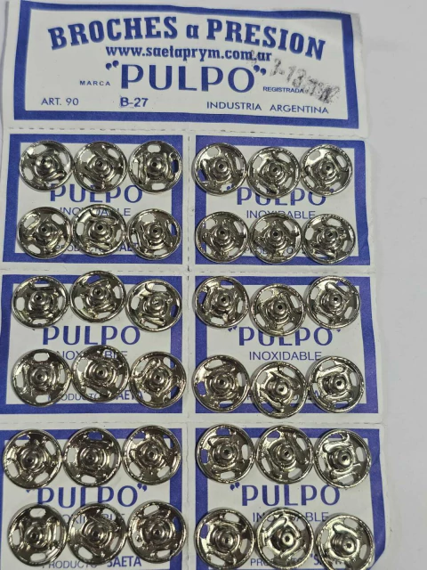 Broches a presión marca pulpo N°3. 36 broches 13mm - comprar online