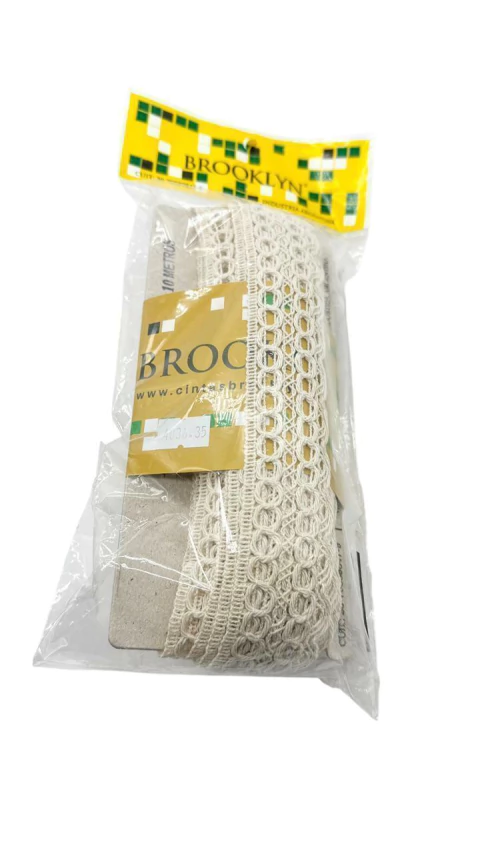 Puntilla algodón ojitos brooklyn 35 mm x 10 m - comprar online