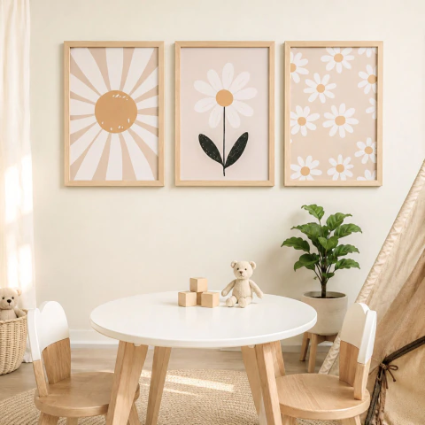 Set de 3 Cuadros Infantiles MARGARITAS
