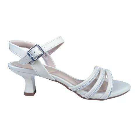 SANDALIA MODARE SALTO MEDIO CREME/CRISTAL - comprar online
