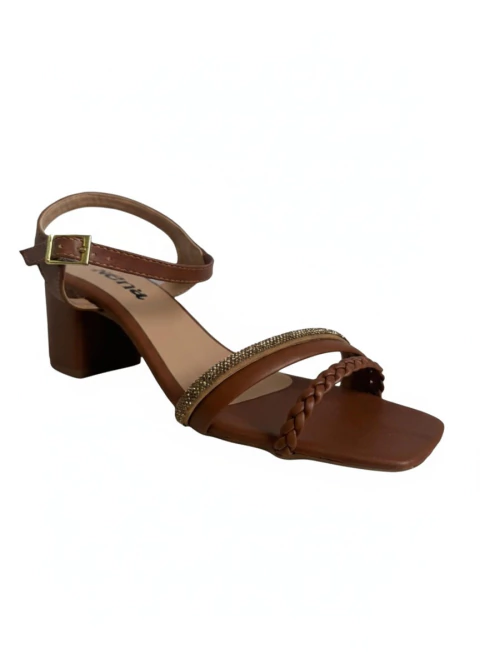 SANDALIA SALTO MEDIO BLOCO NENA CARAMELO - comprar online