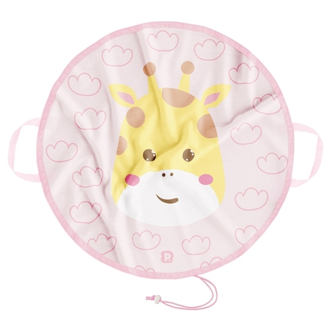 TAPETE IMPERMEÁVEL P/ INTRODUÇÃO ALIMENTAR PIMPOLHO ROSA/GIRAFA 1,05M X 1,05M