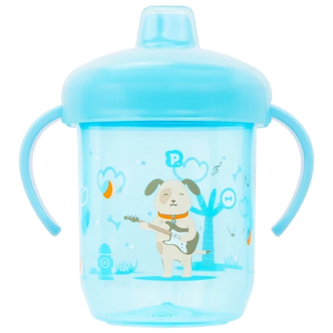 COPO TREINAMENTO BICO RÍGIDO COM ALÇA E TAMPA AZUL CACHORRO