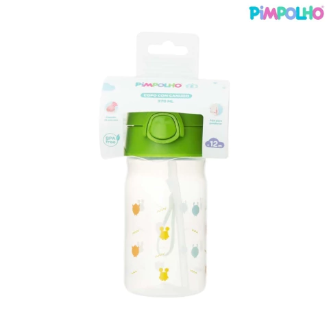 Copo Infantil com Canudo 370ml Monstrinhos verde
