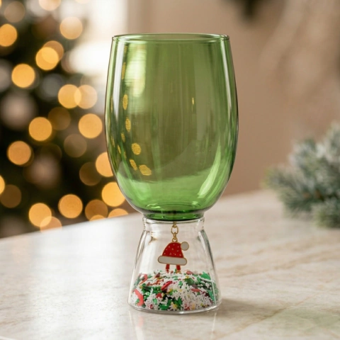 Copo de Vidro Diamond com Pingentes Sortidos 415ml (Unidade) – Coleção de Natal The Cozy Home