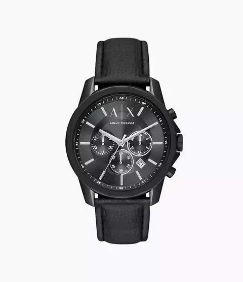 Relógio Armani Exchange Cronógrafo de Couro Preto