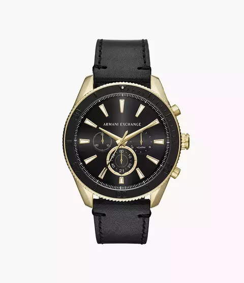 Relógio Armani Exchange Cronógrafo de Couro Preto