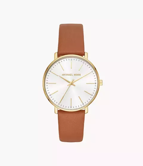 Relógio feminino Michael Kors Pyper em couro e dourado