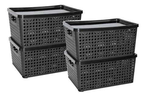 Cesto Plastico Orbital Mediano C/tapa Art 1828 X4 Colombraro