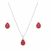 Conjunto Colar E Brinco Gota Prata 925 Pedras Vermelho