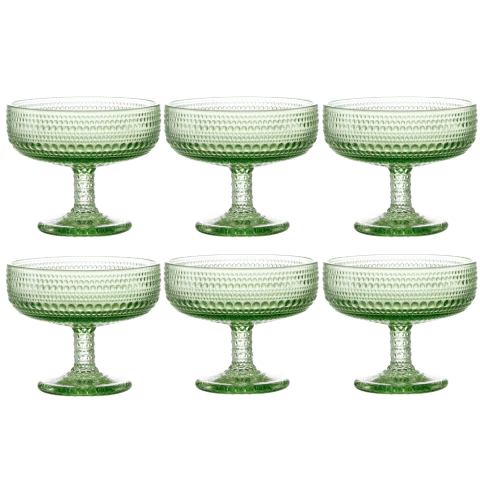 Jogo C/ 6 Taças de Vidro Sobremesa Pérola Verde 310ml Mesa Posta Luxo