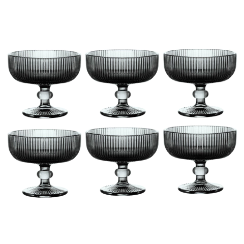 Jogo C/ 6 Taças de Sobremesa Versalhes Cinza 310ml Cozinha Restaurante Mesa Posta