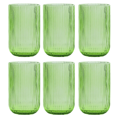 Jogo C/ 6 Copos de Vidro Versalhes Verde 460ml Luxo Bebidas Água Suco
