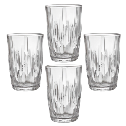 Jogo 4 Copos de Vidro Netuno Clear 350ml Luxo Bebidas Água Suco