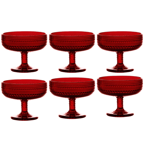 Jogo C/ 6 Taças de Vidro Sobremesa Pérola Rubi 310ml Mesa Posta Luxo