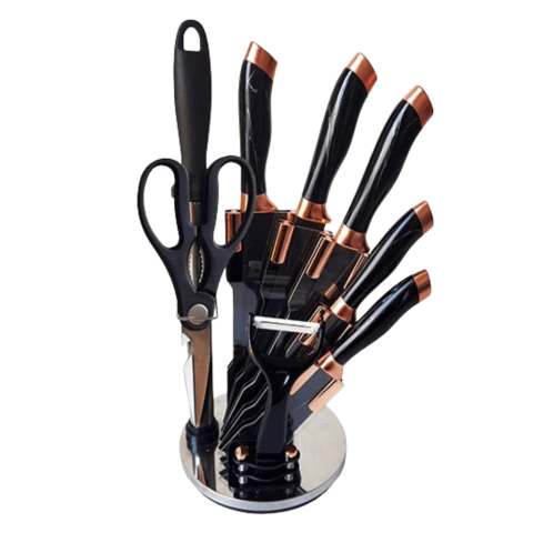 Kit 8 Peças Conjunto de Faqueiro Black Marble C/ Suporte Gourmet Cozinha Completo - comprar online