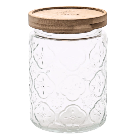 Pote de Vidro Hermético Flores Redondo Transparente 770ml Mantimentos Grãos Decoração Cozinha