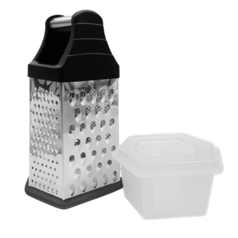 Ralador Manual Para Alimentos 6 Faces 9 Polegadas com Pote Reservatório Metal Para Queijo e Legumes