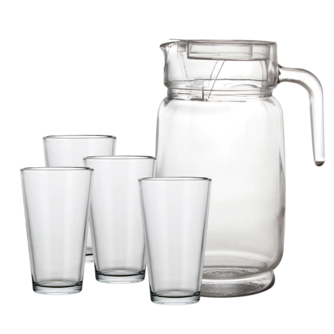 Conjunto de Jarra 2L C/ 4 Copos Clear 480ml Resistente Mesa Posta