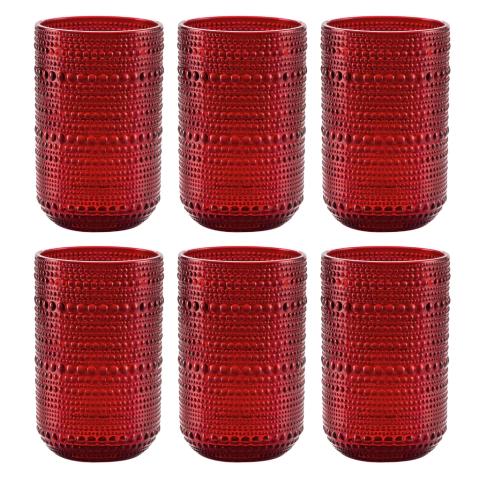 Jogo C/ 6 Copos de Vidro Pérola Rubi 460ml Luxo Bebidas Água Suco