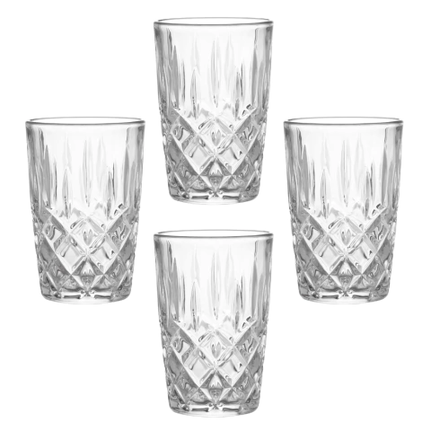 Jogo 4 Copos de Vidro Louvre Clear 350ml Luxo Bebidas Água Suco
