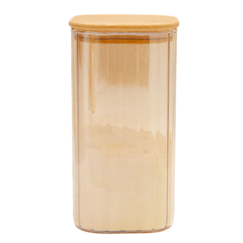 Pote de Vidro Hermético Borossilicato Canelado Âmbar 1100ml Mantimentos Grãos Decoração Cozinha