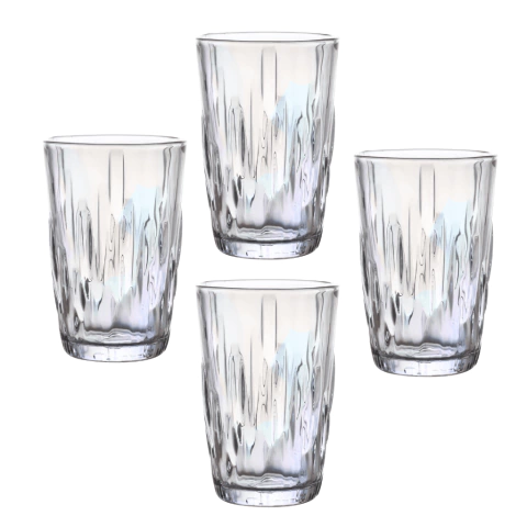 Jogo C/ 4 Copos de Vidro Netuno Rainbow 350ml Luxo Bebidas Água Suco