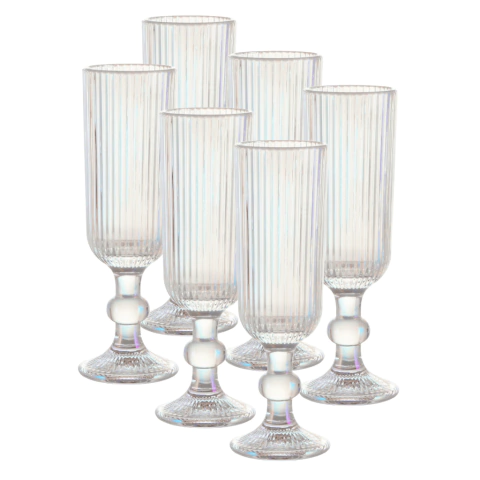 Jogo C/ 6 Taças de Champanhe Versalhes Rainbow 160ml Luxo Espumante Champagne