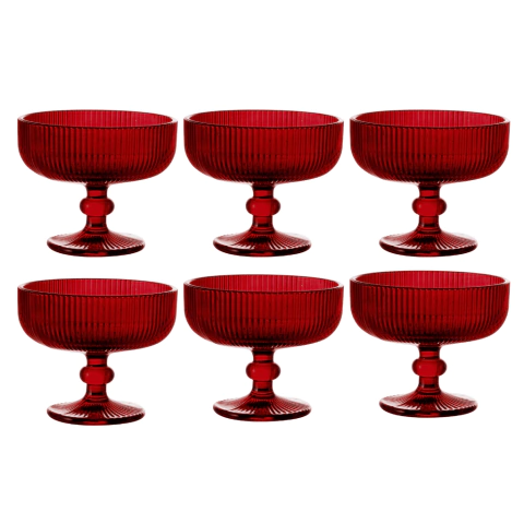 Jogo C/ 6 Taças de Sobremesa Versalhes Rubi 310ml Cozinha Restaurante Mesa Posta