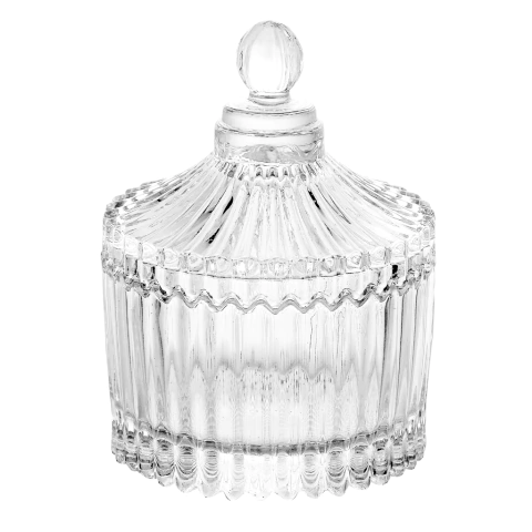 Potiche Cristal Vidro Transparente Baleiro Bomboniere 6,5x9cm Vidro Resistente